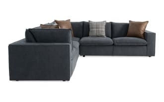 Infinity Thunder Blue 121'' 4 Piece Right Arm Facing Modular Sleeper Sectional with Queen Gel Mattress