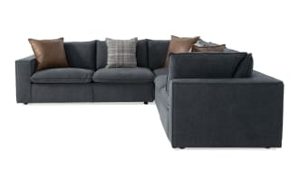 Infinity Thunder Blue 121'' 4 Piece Left  Arm Facing Modular Sleeper Sectional with Queen Gel Mattress