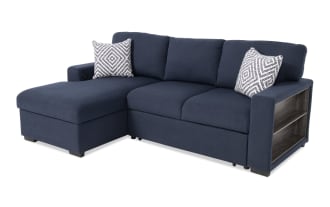 Playday Navy 93'' Bluetooth Audio 2 Piece Left Arm Facing Pop-Up Sleeper Chaise Sectional