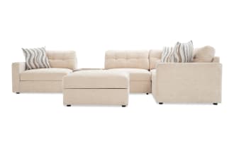 Modular Bob® Beige 129'' 6 Piece Storage Sectional with 1 Pet Bed Console, 1 Armless Storage Chair, 1 Corner, 1 Left Arm Facing Storage Chair, 1 Right Arm Facing Storage Chair, 1 Storage Ottoman