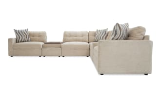 Modular Bob® Beige 129'' 7 Piece Storage Sectional with 1 Pet Bed Console, 2 Armless Storage Chairs, 1 Corner, 1 Console, 1 Left Arm Facing Storage Chair, 1 Right Arm Facing Storage Chair