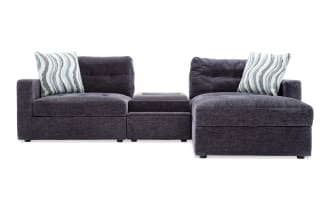 Modular Bob® Charcoal 98'' 4 Piece Storage Sectional with 1 Pet Bed Console, 1 Left Arm Facing Storage Chair, 1 Right Arm Facing Storage Chair, 1 Storage Ottoman