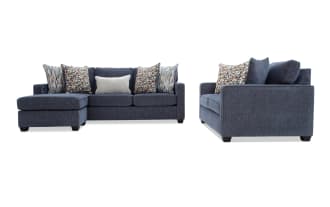 Quinn Navy 90'' Chofa & 64'' Loveseat with USB & USB-C Ports