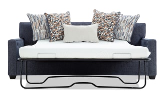 Quinn Navy 90'' Sleeper Chofa with Queen Gel Mattress & USB & USB-C Ports