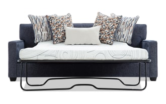 Quinn Navy 90'' Sleeper Chofa with Queen Cooling Mattress & USB & USB-C Ports