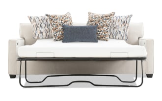 Quinn Beige 90'' Sleeper Chofa with Queen Gel Mattress & USB & USB-C Ports