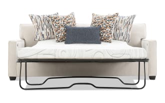 Quinn Beige 90'' Sleeper Chofa with Queen Cooling Mattress & USB & USB-C Ports