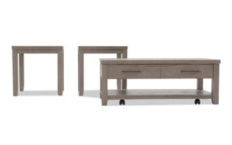 Villa 3 Piece Gray Lift-Top Storage Coffee & 2 End Table Set