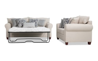 Portland Beige 85'' Sleeper Sofa with Queen Cooling Mattress & 65'' Loveseat