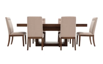 Princeton 7 Piece Brown & Beige Upholstered Extendable Dining Room Set