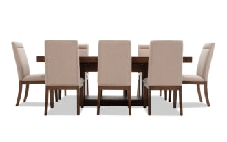 Princeton 9 Piece Brown & Beige Upholstered Extendable Dining Room Set