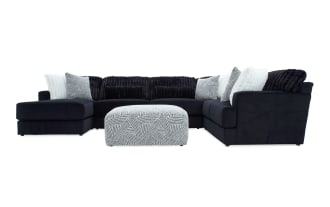 Sofia Black 159'' 4 Piece Left Arm Facing Chaise Sectional with Ottoman