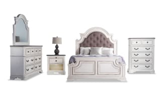 Scarlett 5 Piece Queen White & Oak Bedroom Set