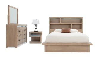 Studio 4 Piece Queen Light Oak Storage Platform Bedroom Set