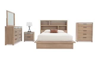 Studio 5 Piece Queen Light Oak Storage Platform Bedroom Set