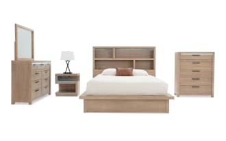 Studio 5 Piece Queen Light Oak Storage Platform Bedroom Set