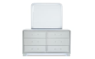 Shimmer Silver 6 Drawer Dresser & Mirror