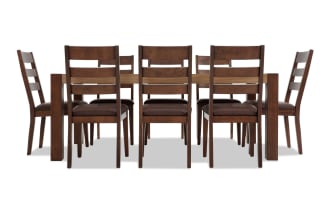 Canyon 9 Piece Brown Faux Leather Dining Set