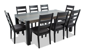 Canyon 9 Piece Gray Faux Leather Dining Set