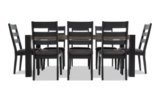 Canyon 9 Piece Gray Faux Leather Dining Set