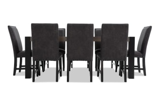 Canyon 9 Piece Gray Faux Leather Upholstered Dining Set