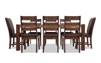 Canyon 9 Piece Brown Faux Leather Upholstered Dining Set