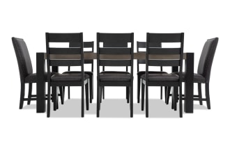 Canyon 9 Piece Gray Faux Leather Upholstered Dining Set