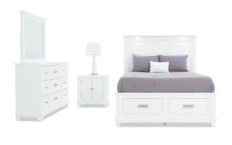 Sunset Cove 4 Piece Queen White All Around Storage Bedroom Set