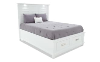 Sunset Cove Queen White 2 Drawer Storage Bed