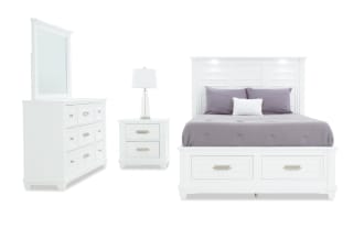 Sunset Cove 4 Piece Queen White Storage Bedroom Set