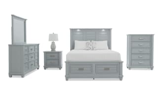 Sunset Cove 5 Piece King Gray Storage Bedroom Set