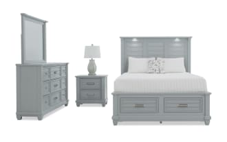 Sunset Cove 4 Piece Queen Gray All Around Storage Bedroom Set