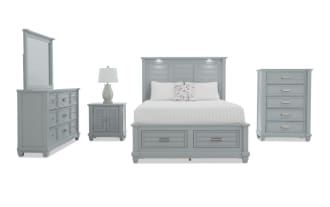 Sunset Cove 5 Piece Queen Gray All Around Storage Bedroom Set
