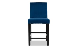 Riviera Black & Blue Solid Back Upholstered Counter Height Stool