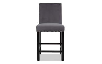 Riviera Black & Gray Solid Back Upholstered Counter Height Stool