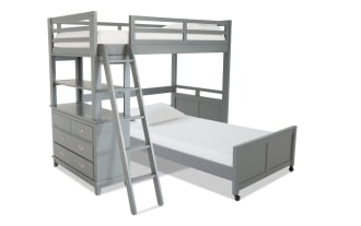 Chadwick Twin/Full Gray Loft Bed with Wheels
