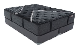 Lush 13'' Queen Dual Split Standard Mattress Set in dark gray with quilted top, cooling cover, and dual split design for back and belly sleepers.