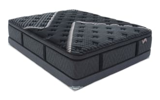 Lush 13.5'' Twin Ultra Plush Low Profile Mattress Set in dark gray with quilted pillow top, cooling cover, and plush foam layers for side sleepers.