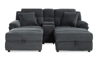 Playmaker Gray 71'' Power Reclining 3 Piece Dual Chaise Sectional with USB & USB-C Ports