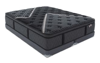 Lush 13.5'' California King Ultra Plush Split Low Profile Mattress Set in black with quilted pillow top, cooling cover, and firm edge support from Lush collection.