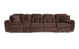 Playmaker Chocolate 148'' Power Reclining 4 Piece Right Arm Facing Pop-Up Sleeper Chaise Sectional with USB & USB-C Ports