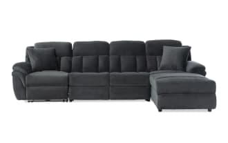Playmaker Gray 133'' Power Reclining 3 Piece Right Arm Facing Pop-Up Sleeper Chaise Sectional with USB & USB-C Ports
