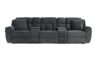 Playmaker Gray 134'' Power Reclining Sofa with USB & USB-C Ports