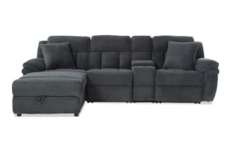 Playmaker Gray 119'' Power Reclining 4 Piece Left Arm Facing Chaise Sectional with USB & USB-C Ports