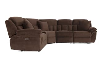 Playmaker Chocolate 152'' Power Reclining 5 Piece Sectional with USB & USB-C Ports