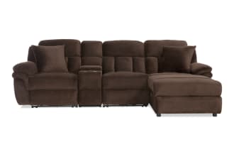 Playmaker Chocolate 119'' Power Reclining 4 Piece Right Arm Facing Chaise Sectional with USB & USB-C Ports