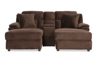 Playmaker Chocolate 71'' Power Reclining 3 Piece Dual Chaise Sectional with USB & USB-C Ports