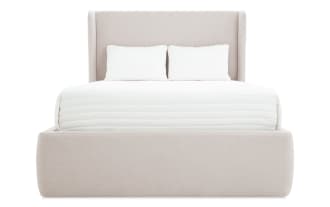 Dawson King Beige Upholstered Storage Platform Bed