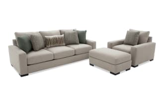 Camden Gray 98'' Sofa, Chair & Ottoman