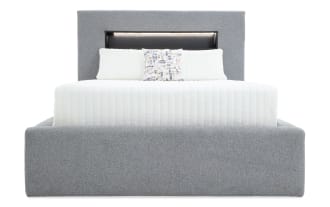 Playday Queen Gray Upholstered Storage Platform Bed